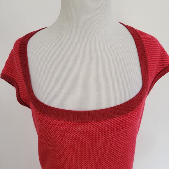Nanette Lepore Knit Dress Geometric Red Fit Flare Scoop Neck Women Large - Picture 4 of 12